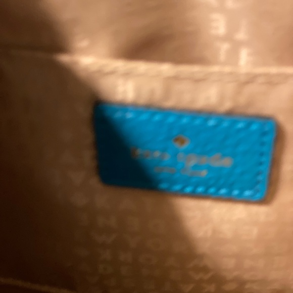 Kate Spade Crossbody Bag, Leather Turquoise, long strap, EUC - Picture 5 of 6